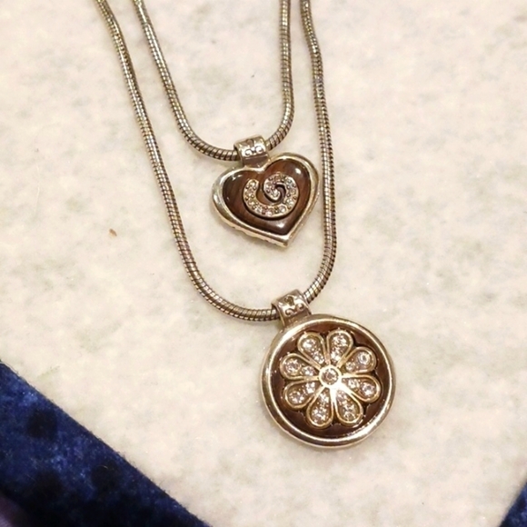 Brighton Double Chain Heart & Daisy Necklace - Picture 2 of 6
